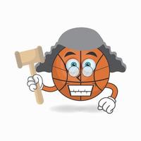 The Basketball mascot character becomes a judge. vector illustration