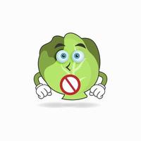 The Cabbage mascot character with a speechless expression. vector illustration