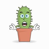 Cactus mascot character with shocked expression. vector illustration