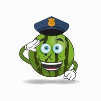 The Watermelon mascot character becomes a policeman. vector illustration