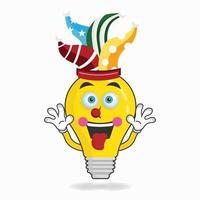 The Bulb mascot character becomes a clown. vector illustration