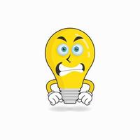 Bulb mascot character with angry expression. vector illustration