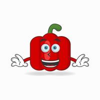 Red paprika mascot character with smile expression. vector illustration