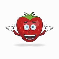 Strawberry mascot character with a confused expression. vector illustration