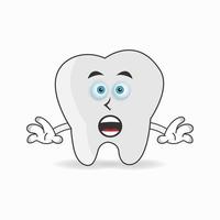 Tooth mascot character with shocked expression. vector illustration