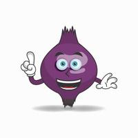 Personaje de mascota de cebolla morada con expresión de sonrisa. ilustración vectorial vector