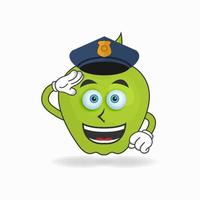 el personaje de la mascota de la manzana se convierte en policía. ilustración vectorial vector