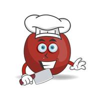 The Apple mascot character becomes a chef. vector illustration