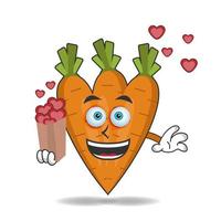 Carrot mascot character holding a love icon. vector illustration