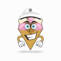 el personaje de la mascota del helado se convierte en capitán. ilustración vectorial vector