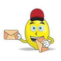 The Lemon mascot character becomes a mail deliverer. vector illustration