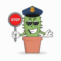 The Cactus mascot character becomes a policeman. vector illustration