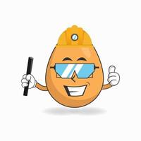 The Egg mascot character becomes a mining officer. vector illustration