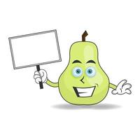 Guava mascot character holding a white blackboard. vector illustration