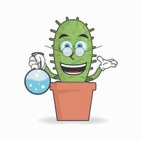 The Cactus mascot character becomes a scientist. vector illustration