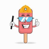 el personaje de la mascota del helado rojo se convierte en un oficial de minería. ilustración vectorial vector