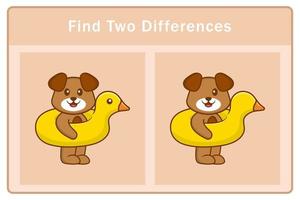 Cute dog cartoon character. Find differences. Educational game for children. Cartoon vector illustration