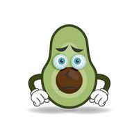 Avocado mascot character with sad expression. vector illustration