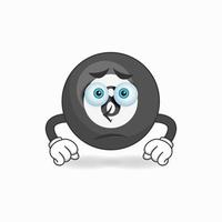 Billiard ball mascot character with sad expression. vector illustration