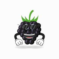 Grape mascot character with sunglasses. vector illustration