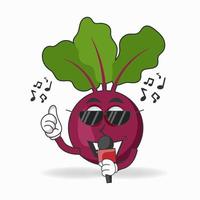 el personaje de la mascota de la cebolla morada está cantando. ilustración vectorial vector