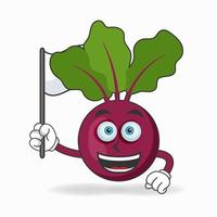 Onion Purple mascot character holding a white flag. vector illustration