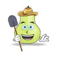 The Guava mascot character becomes a farmer. vector illustration