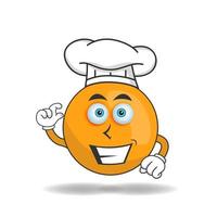 The Orange mascot character becomes a chef. vector illustration