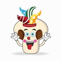 The mushrooms mascot character becomes a clown. vector illustration