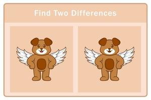 Cute dog cartoon character. Find differences. Educational game for children. Cartoon vector illustration