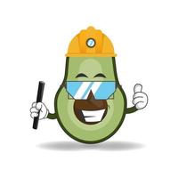 The Avocado mascot character becomes a mining officer. vector illustration