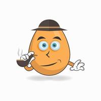 Egg mascot character smoking. vector illustration