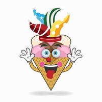 el personaje de la mascota del helado se convierte en payaso. ilustración vectorial vector