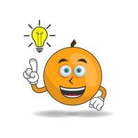 The Orange mascot character with an expression gets an idea. vector illustration