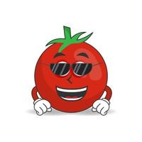 Tomato mascot character with sunglasses. vector illustration