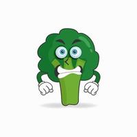 Broccoli mascot character with angry expression. vector illustration