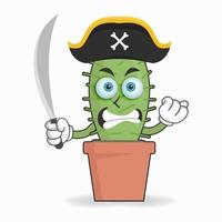 el personaje de la mascota del cactus se convierte en pirata. ilustración vectorial vector