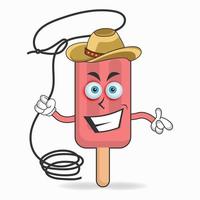 The Red Ice Cream mascot character becomes a cowboy. vector illustration