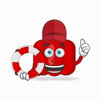 The Red paprika mascot character becomes a lifeguard. vector illustration