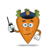 The Carrot mascot character becomes a policeman. vector illustration