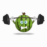 Watermelon mascot character with fitness equipment. vector illustration