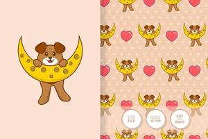 Cute dog cartoon character. seamless pattern background. vector