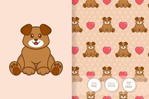 Cute dog cartoon character. seamless pattern background. vector