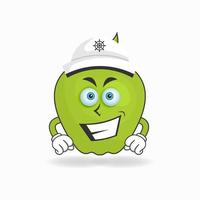 The Apple mascot character becomes a captain. vector illustration