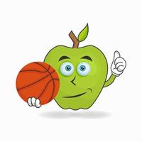The Apple mascot character becomes a Apple player. vector illustration