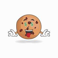 Cookies mascot character with money making expression. vector illustration