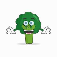 Broccoli mascot character with smile expression. vector illustration