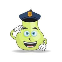 The Guava mascot character becomes a policeman. vector illustration