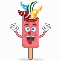 The Red Ice Cream mascot character becomes a clown. vector illustration