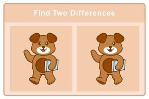 Cute dog cartoon character. Find differences. Educational game for children. Cartoon vector illustration